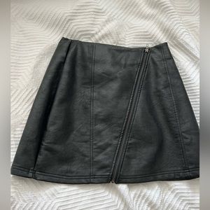 Black leather miniskirt